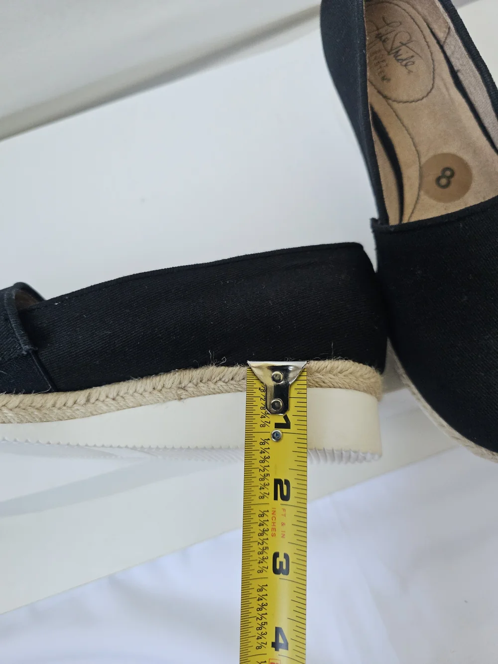 NWOT LifeStride Black Canvas Espadrille Platform Wedges - Size 8